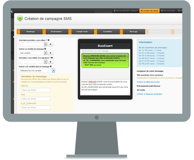 plateforme web d'envois de SMS et MMS